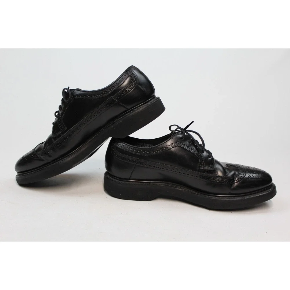 HANOVER Master Flex wingtip shoes in Black Leather Man Made In U.S.A Men's 8D/B
